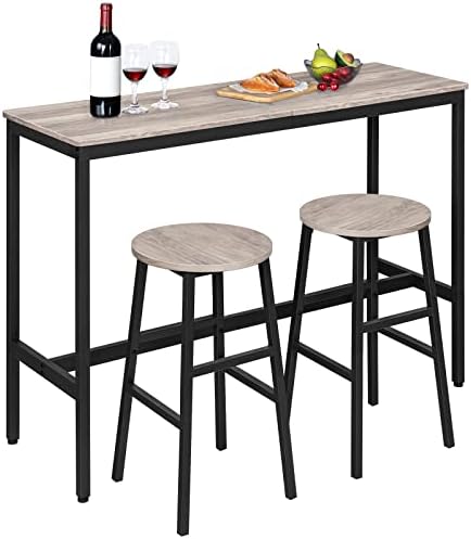 MAHANCRIS Bar Stools, Set of 2 Round Bar Chairs with Footrest, 24.4 Inch Kitc...