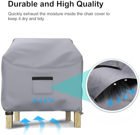 2 Pack Outdoor Patio Chair Covers Waterproof 29"Wx30"Dx36"H, Gray