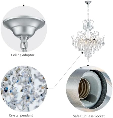 WUZUPS Crystal Chandelier 10-Light Pendant Ceiling Light Modern Lighting Fixt...