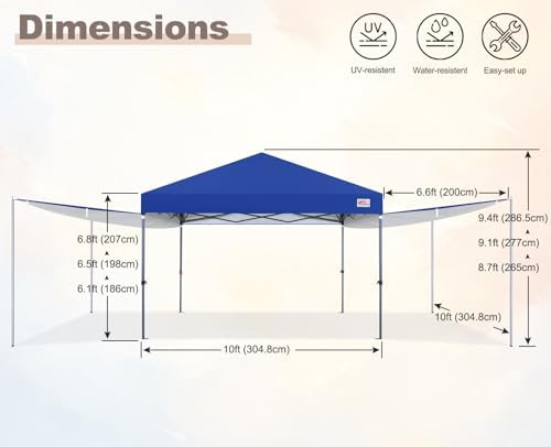 MASTERCANOPY 10x10 Pop Up Canopy Tent with 2 Shelters,230 Sq ft Blue