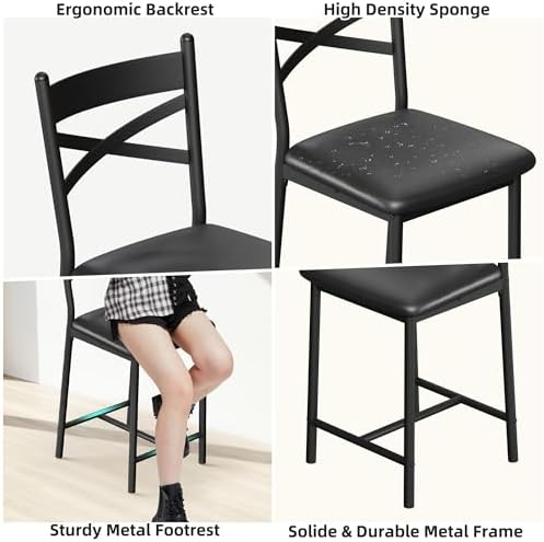 IDEALHOUSE 26" Bar Stools Set of 4, Counter Height Barstools with Back