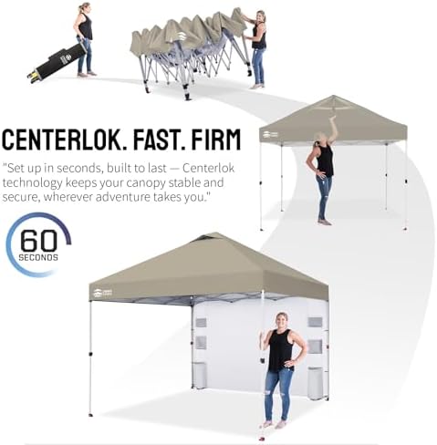 CROWN SHADES Canopy Tent 10x10 Pop Up Canopy with Side Pockets, Beige