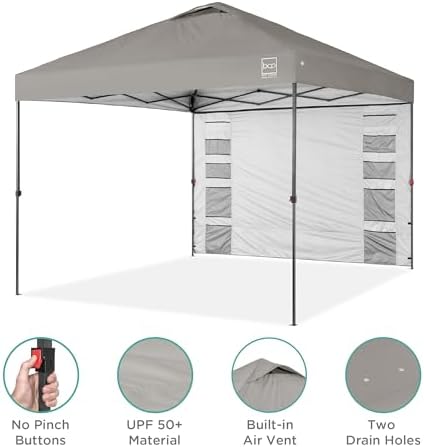 Best Choice Products 10x10 Pop Up Canopy Tent with Sidewall, Light Gray