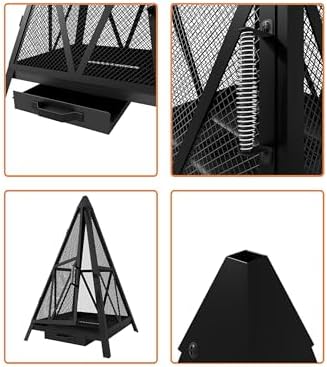 Kingson Pyramid Fire Pit, Heavy-Duty Steel Smokeless Wood Burning