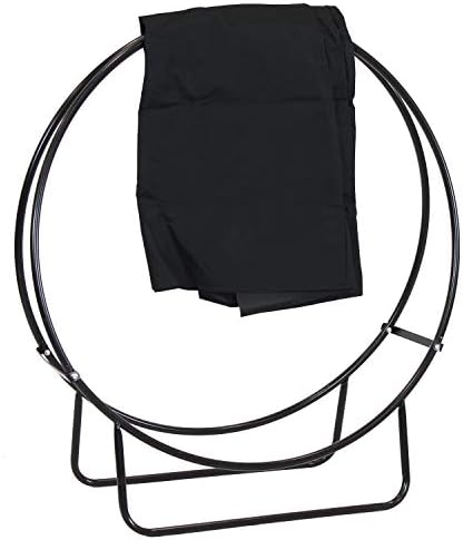 Sunnydaze Outdoor Firewood Rack with Cover, Heavy-Duty Steel, 40” Diameter