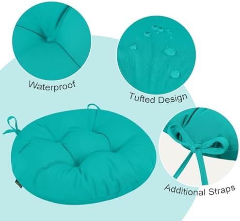 idee-home Outdoor Bistro Chair Cushions Set of 4, Round Seat Cushions