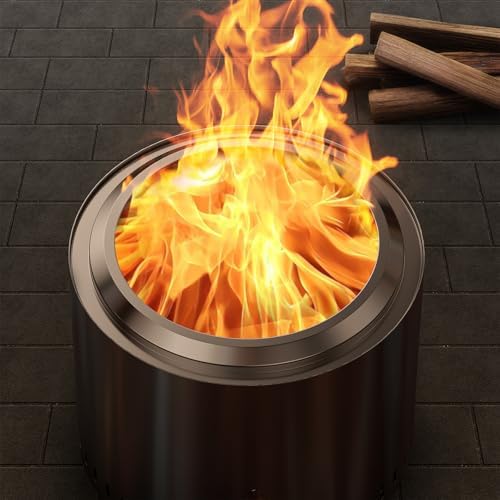 OutVue 19.5 inch Stainless Steel Smokeless Fire Pit with Tote Bag