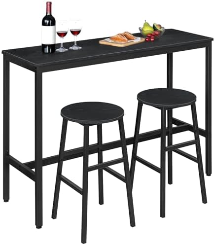 MAHANCRIS Bar Stools, Set of 2 Round Bar Chairs with Footrest, 24.4 Inch Kitc...