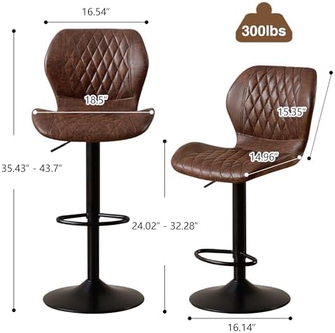 Bar Stools Set of 4, Modern Swivel Counter Height Barstools for Kitchen Islan...