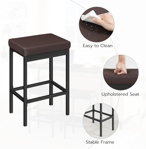 HOOBRO Bar Stools, Set of 2 Barstools, 24.8-Inch Height Stools, Breakfast Bar...