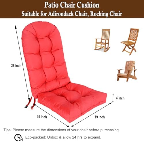Outdoor Adirondack Chair Cushions Set of 2, Waterproof Patio Rocking Chair Cu...