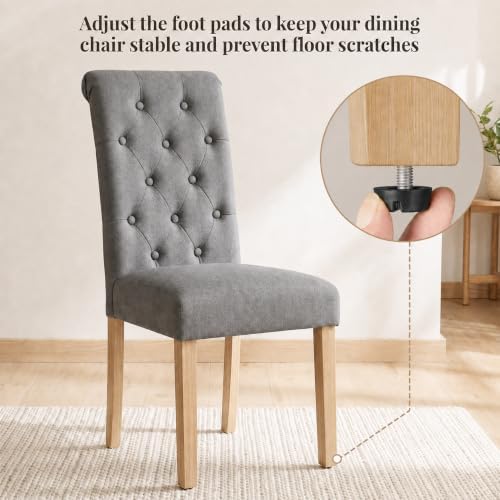 Yaheetech Dining Chairs Set of 2 Modern Upholstered Parson Chairs Dark Gray