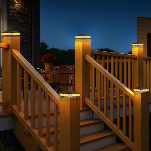 vighep 14 Pack Fence Post Solar Lights, Fits 4x4 & 3.5x3.5 Wood Vinyl Pos...