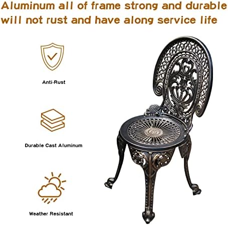 YKSY&YKSY Patio Bistro Set.Rust-Resistant Cast Aluminum Bistro Table Set ...