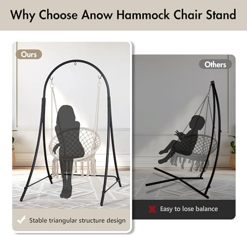 ANOW Adjustable Hammock Chair Stand, Heavy Duty Hanging Chair Stand, Black