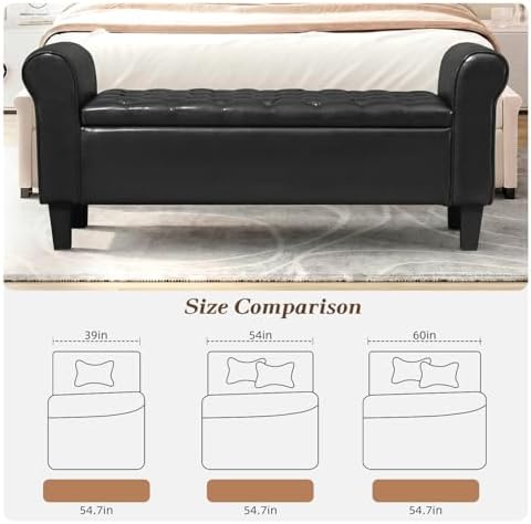 ECOTOUGE 55" Storage Ottoman Bench for Living Room, End of Bed Bench wit...