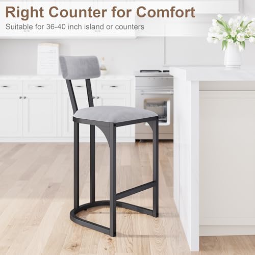 GarveeHome 26.4 Inch Counter Height Bar Stools Set of 4 for Island, Gray