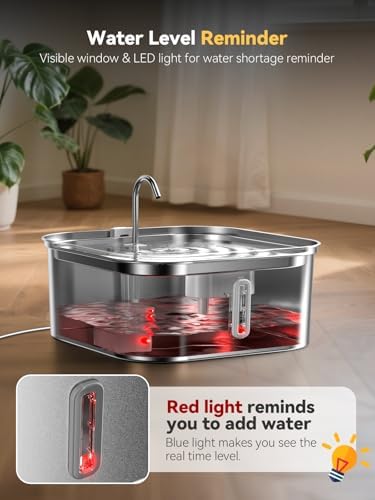 Large Dog Water Fountain 14L/3.7Gal, Stainless Steel Pet Fountain for Large D...