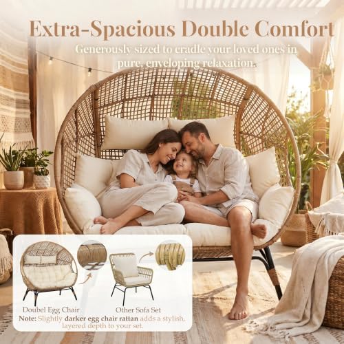 NICESOUL 6 Piece Boho Patio Furniture Set, 500lbs Heavy Duty Wicker Outdoor S...