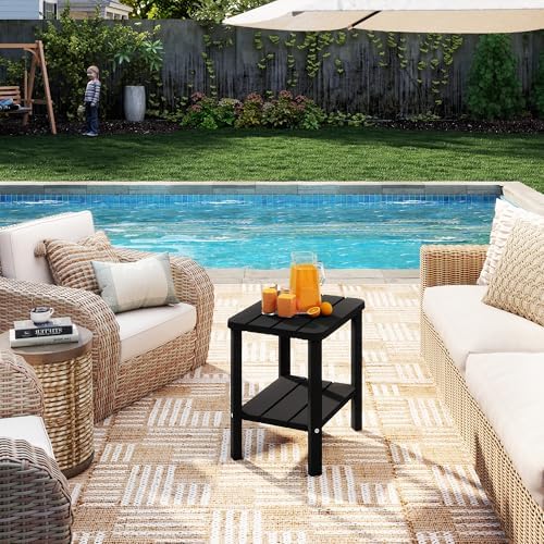 Adirondack Side Table,Weather Resistant Wood Textured Table,Side Table for Ad...