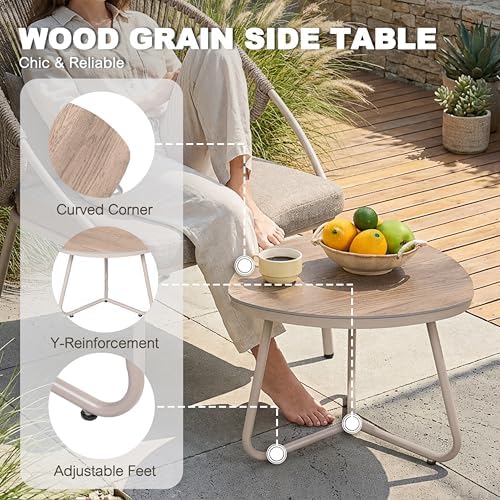 NUU GARDEN Outdoor 3 Piece Bistro Set, Woven Rope Chair with Zippered Cushion...