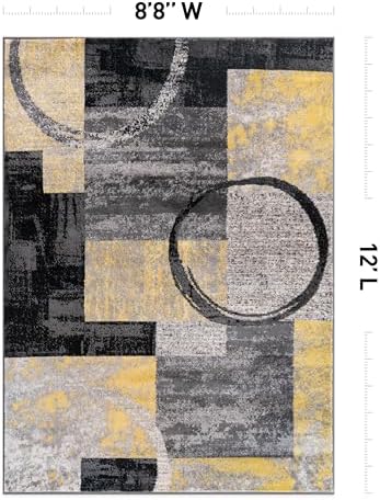 Rugshop Circle Design Contemporary Non-Shedding Area Rug Yellow 8'8"...