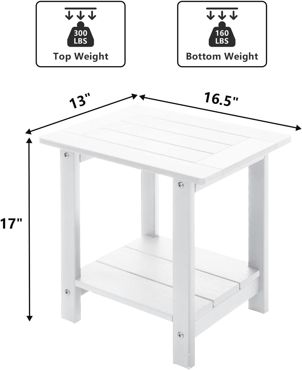 Meluvici Double Adirondack Outdoor Side Table Weather Resistant, Patio Rectan...