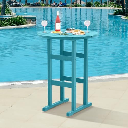 Sundale Outdoor Adirondack Round Bar Table, 39” Height Patio Pub Deck Table