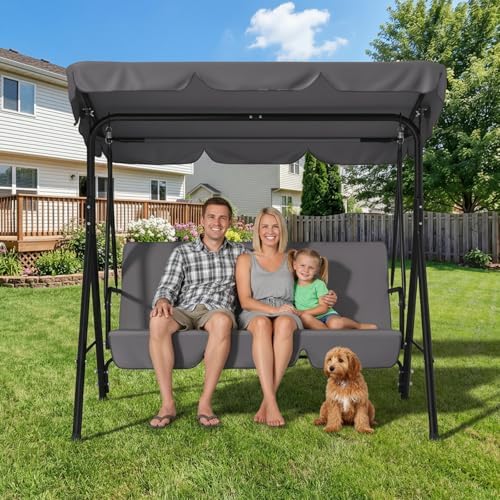 AECOJOY 3-Seat Outdoor Clearance Porch Swings for Adults, Outdoor Patio Swing...