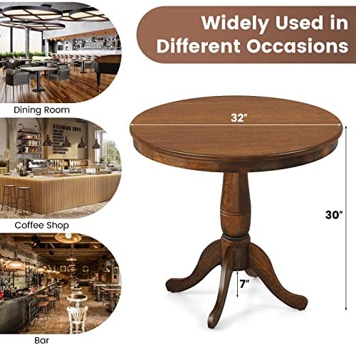 GIANTEX Round Dining Table for 2-4 People, 32" D X 30" H Wooden Kit...