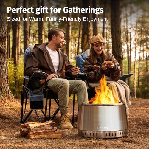 East Oak Fuoco 21 Inch Smokeless Fire Pit, Outdoor Wood Burning Bonfire Firep...