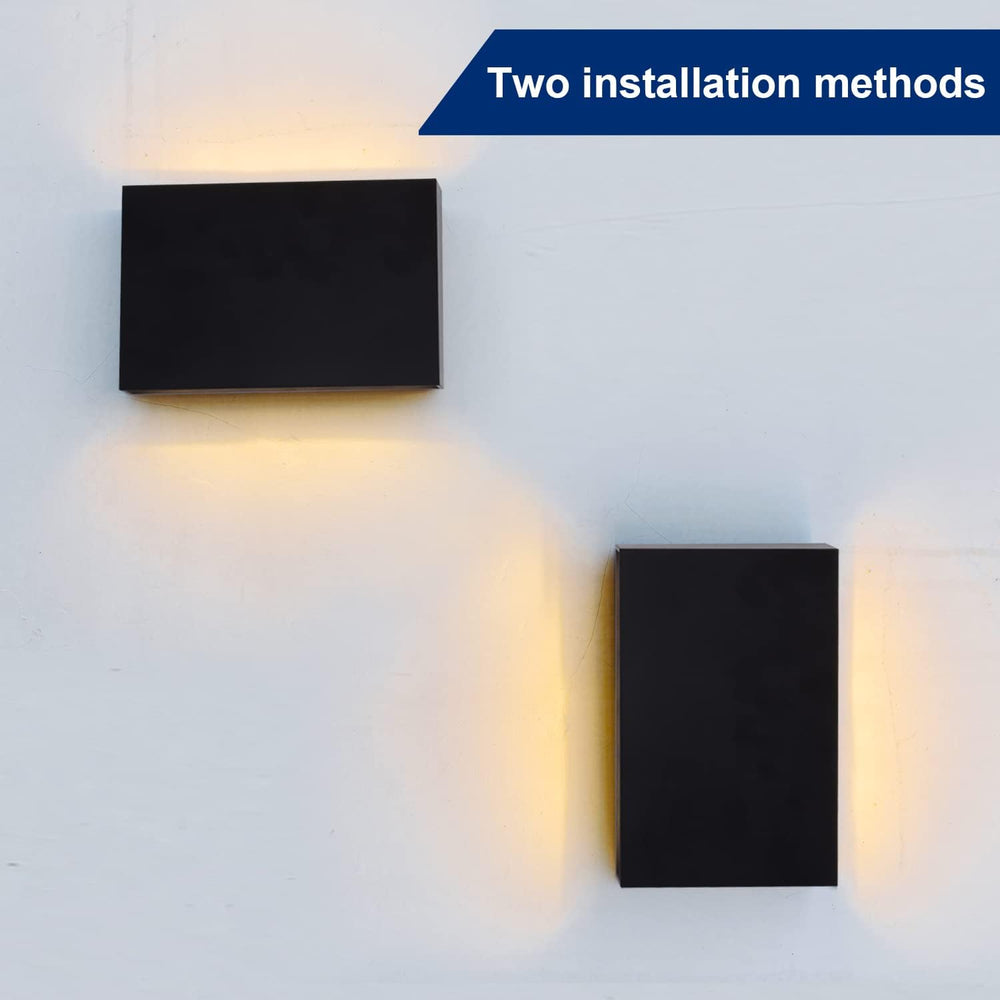 FUDESY LED Wall Sconce, 12W Up Down Outdoor Indoor Lights, Black, 2 Pack