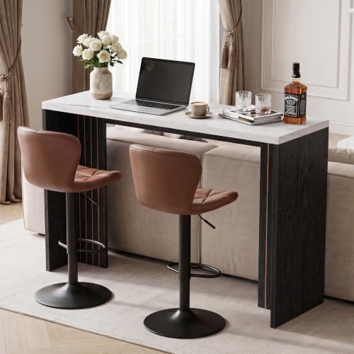 Miereirl 55" Bar Table, Marble Bar Height Table, 36.4" High Pub Tab...