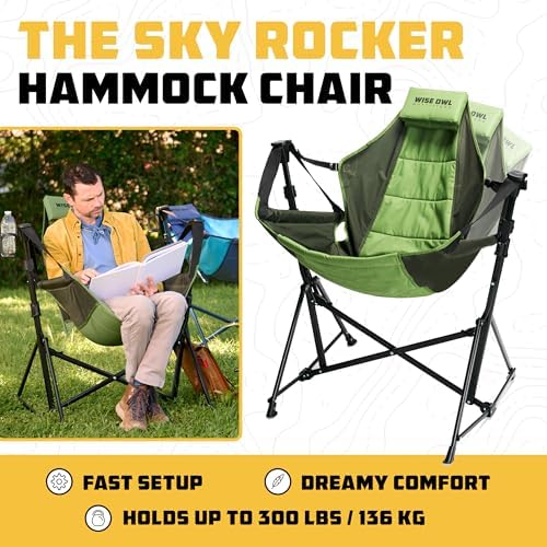 Wise Owl Outfitters Hammock Camping Chair for Adults, Adjustable, Green