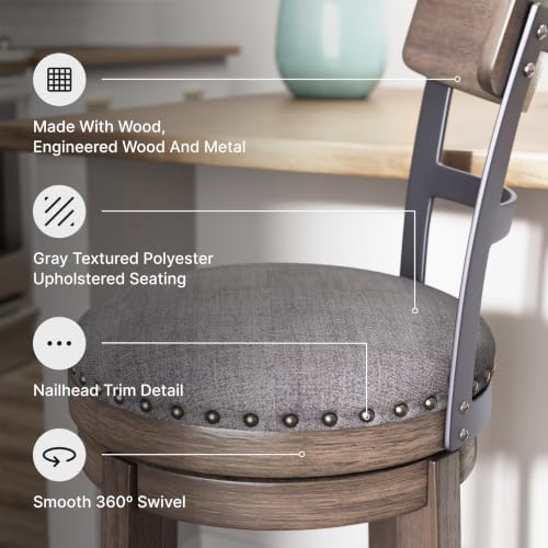 Signature Design by Ashley Caitbrook Swivel 30" Bar Height Bar Stool, Gray