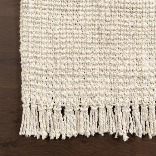 nuLOOM Daniela Off White Solid Flatweave Area Rug, 8' Round