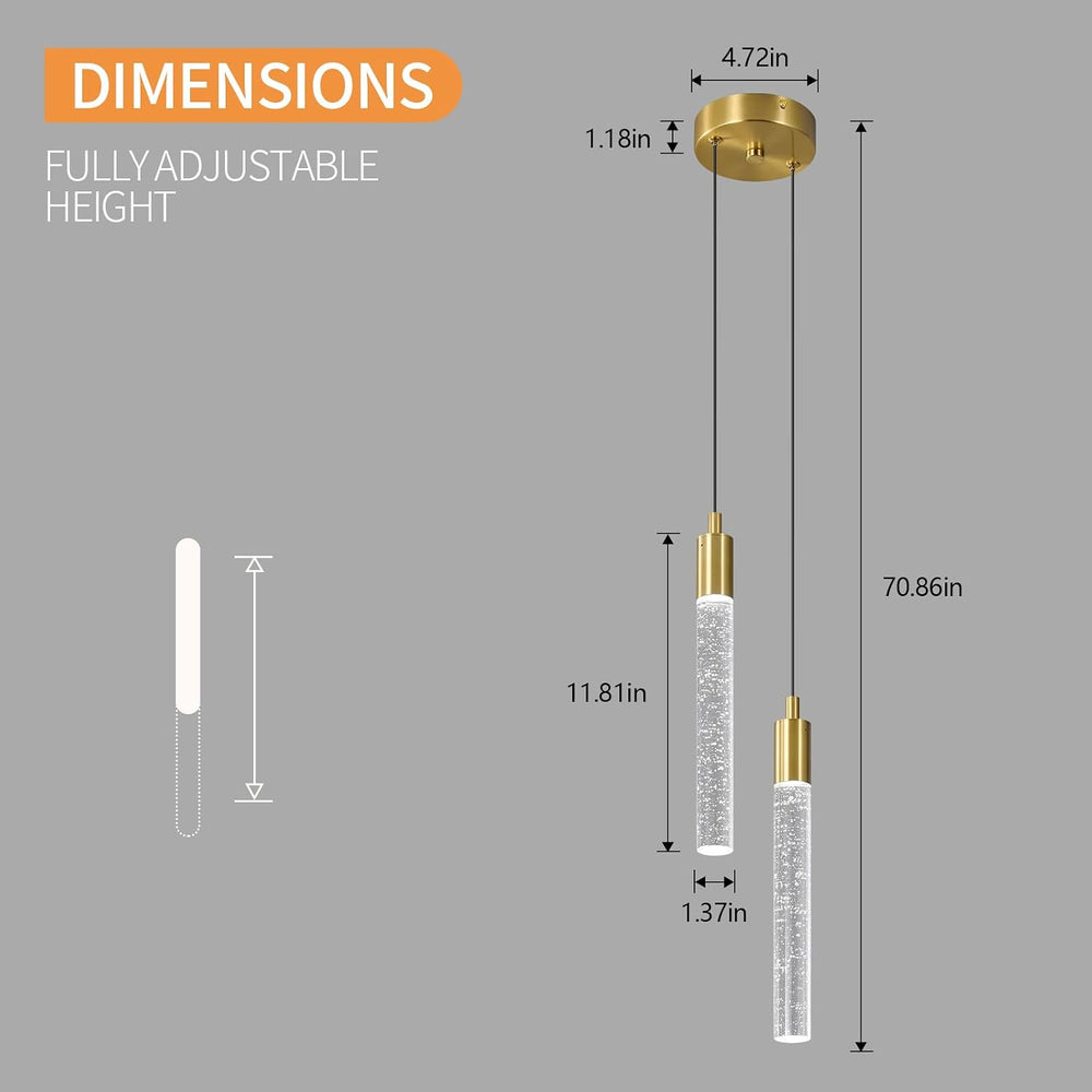 Modern Light Fixture Kitchen Island Pendant Light Dimmable LED Gold Pendant L...
