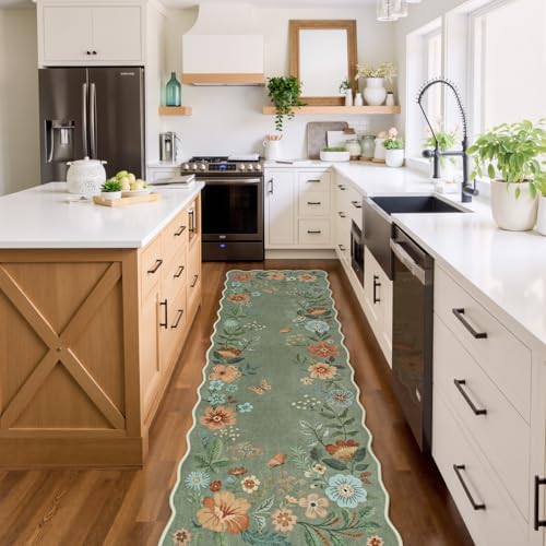 Lahome Floral Runners for Hallways Non Slip, 2X6 Washable Kitchen Runner