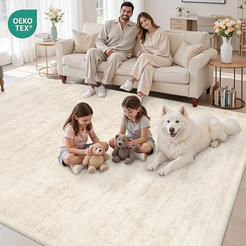 8x10 Area Rugs Living Room: Bedroom Washable Carpet Retro Beige