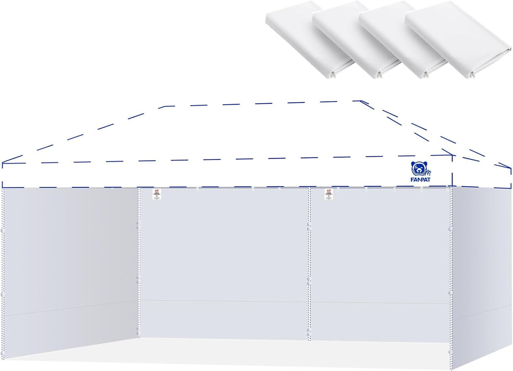 FANPAT 10x20ft Sidewalls for Canopy, White (4Pcs Sidewalls Only)