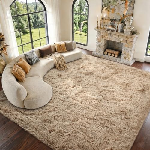 10x14 Extra Large Fluffy Shaggy Area Rugs Non-Slip for Living Room Beige