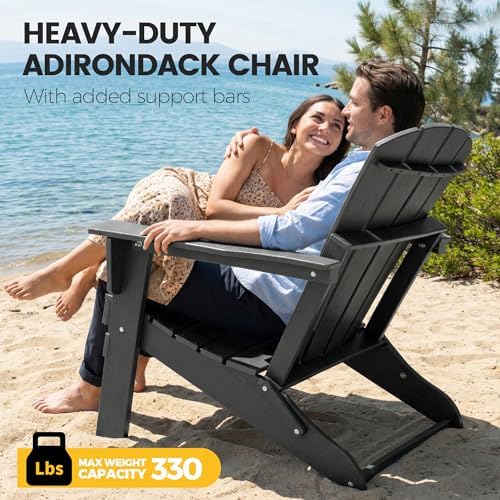 Adirondack Chair Set of 2, HDPE Outdoor Chair, Grey