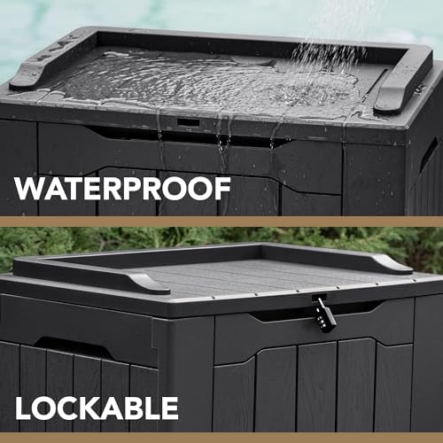 Devoko 30 Gallon Resin Deck Box Waterproof Outdoor Storage Box for Patio Furn...