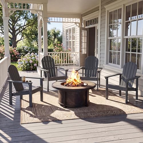 SERWALL HDPE Stackable Adirondack Chairs Set of 2,Space-Saving, Grey