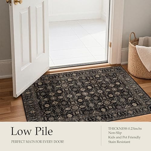 Ruaruarug Washable Area Rug 8×10 for Living Room, Ultra Soft, Black Gold