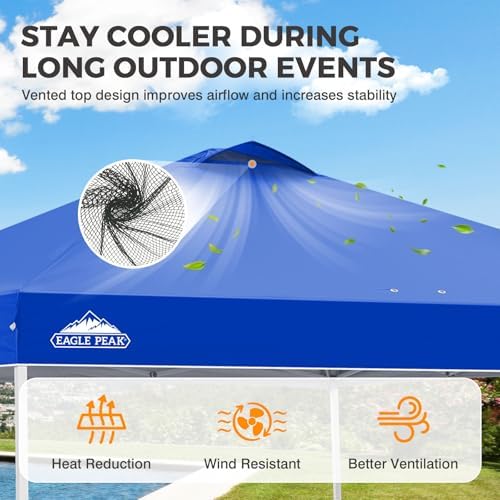 EAGLE PEAK 10x10 Pop Up Canopy Tent Easy Up Canopy Outdoor, Blue
