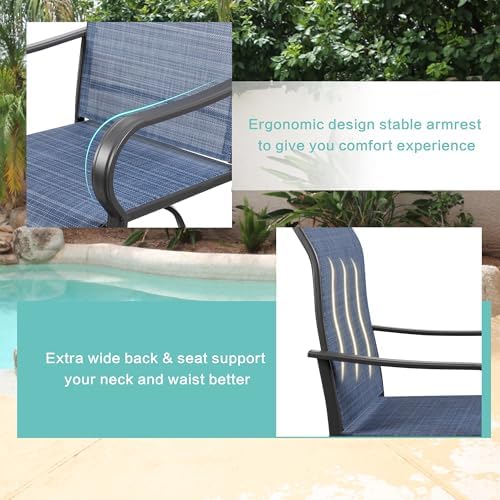 Vongrasig 2 Piece Patio Swivel Bar Chairs, All Weather Metal Textile High Swi...