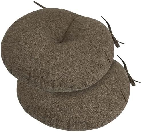 FUNHOME Outdoor Round Bistro Chair Cushions Set of 2, 15x15x4Inch-Brown