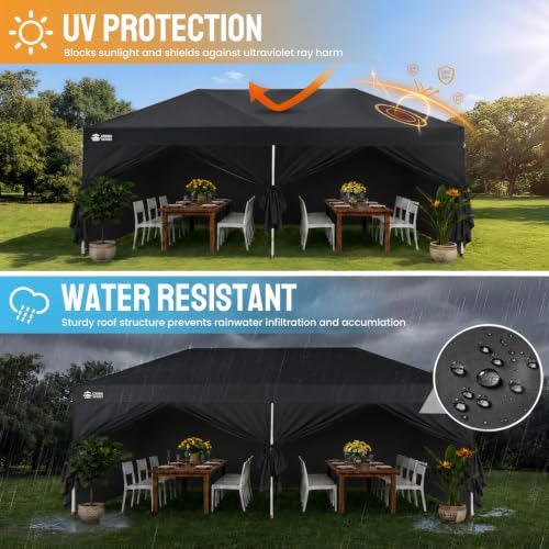 CROWN SHADES 10x20 Pop Up Canopy Tent, Event Shelter, Black