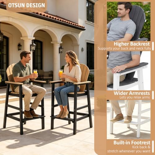 OTSUN Tall Adirondack Chairs, Bar Height Outdoor Chairs